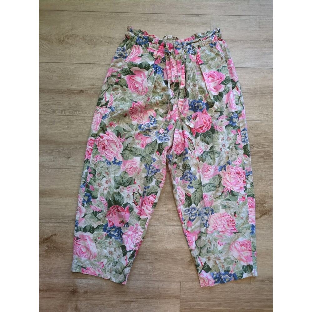 Vintage GAP Pink Floral High Rise Paper Bag Garden Pedal Pushers Cottagecore S
